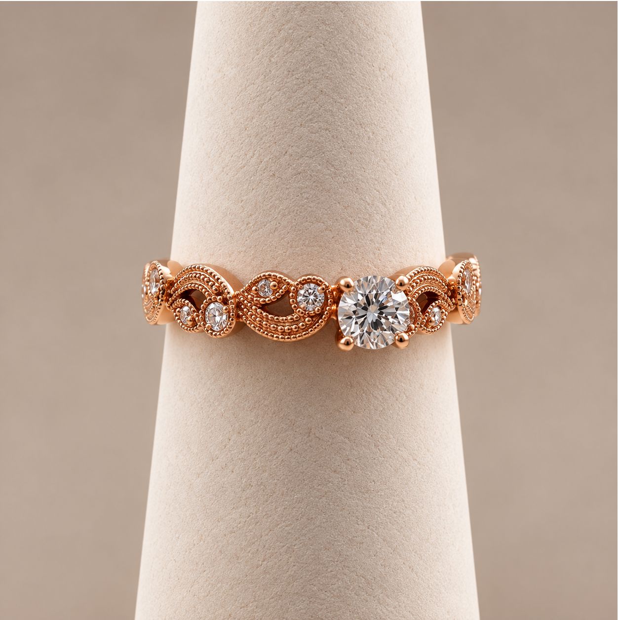 Rose Gold Filigree Diamond Promise Ring
