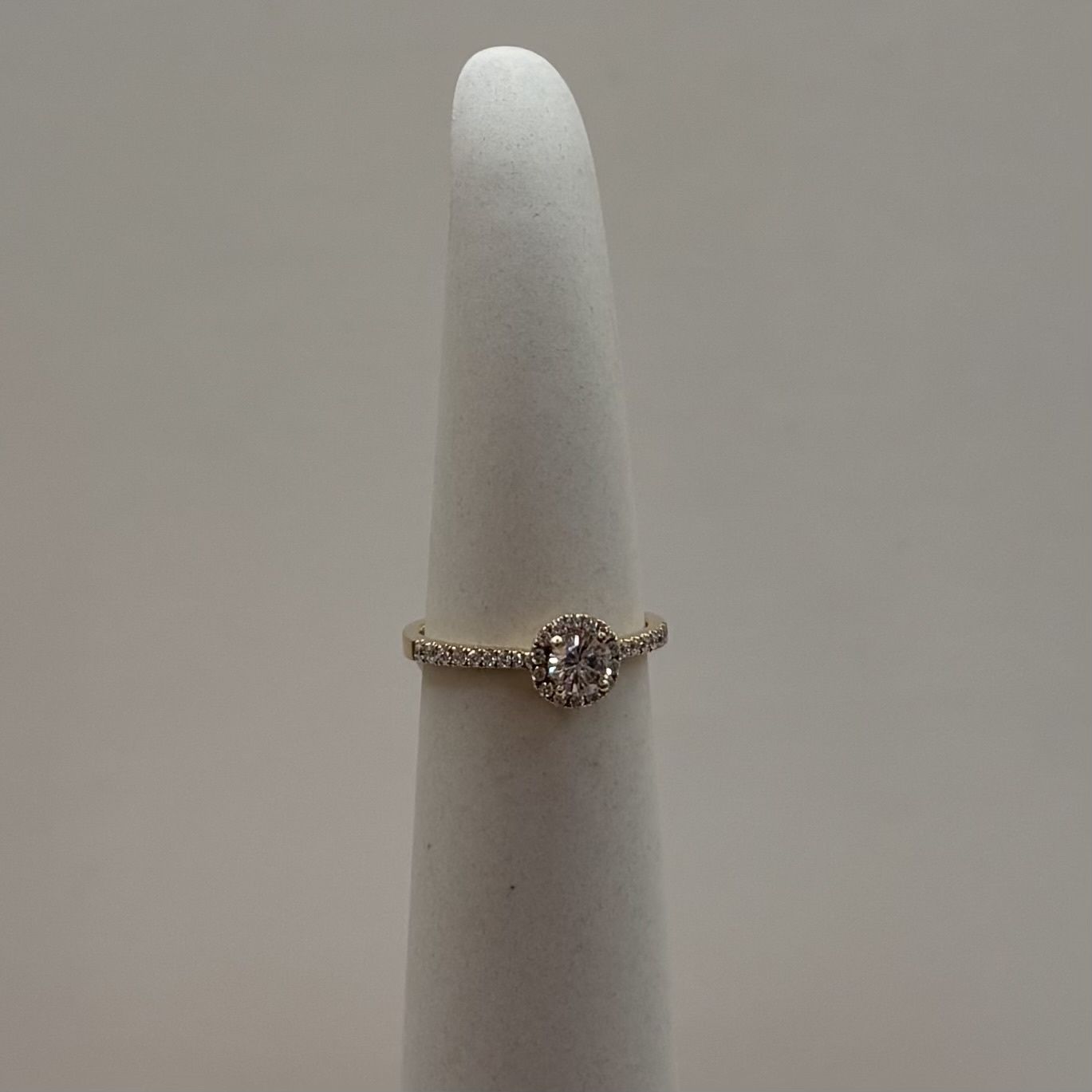 14KY Round Halo Dia Eng Ring