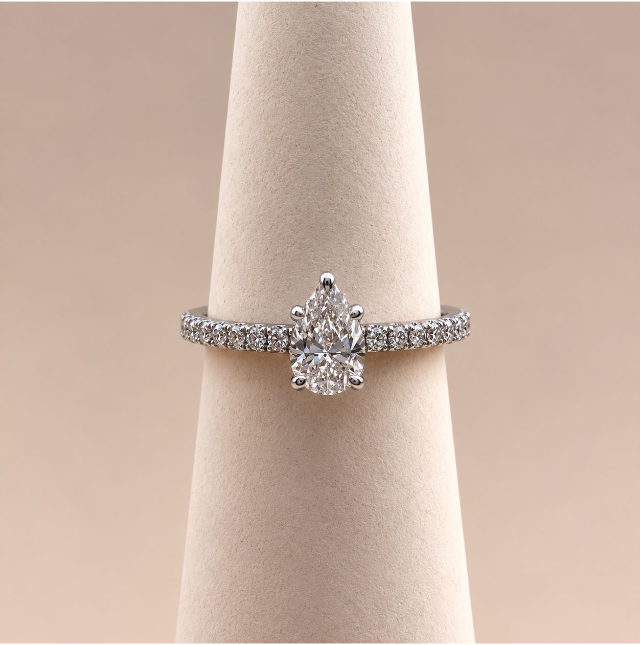 Classic Pear Diamond Ring with Slender Band
