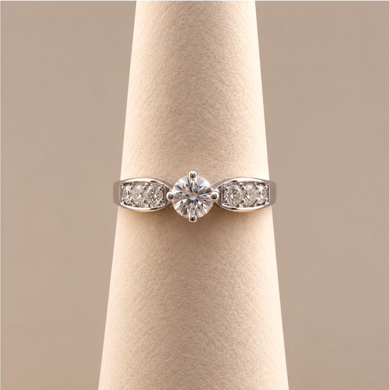 Round Diamond Solitaire with Bow-Tie Pave Band