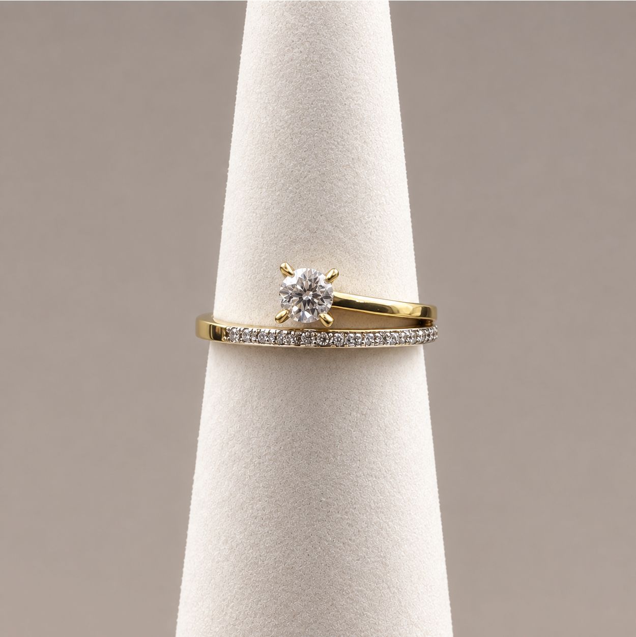 Yellow Gold Floating Solitaire Diamond Ring