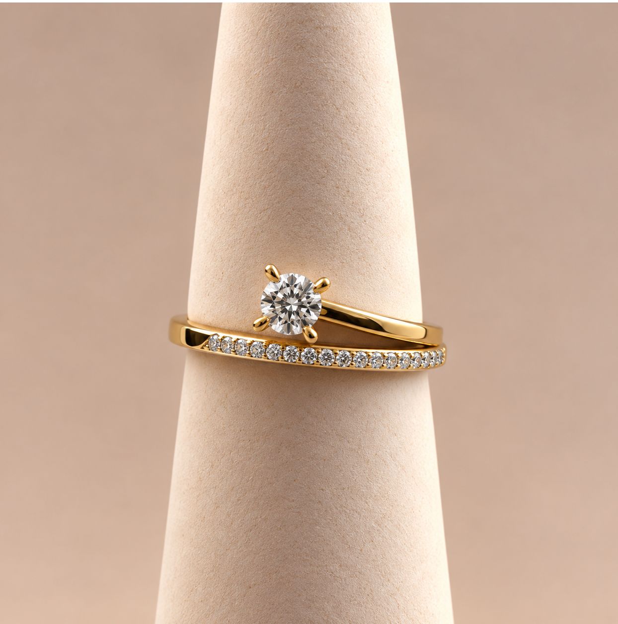 Yellow Gold Floating Solitaire Diamond Ring