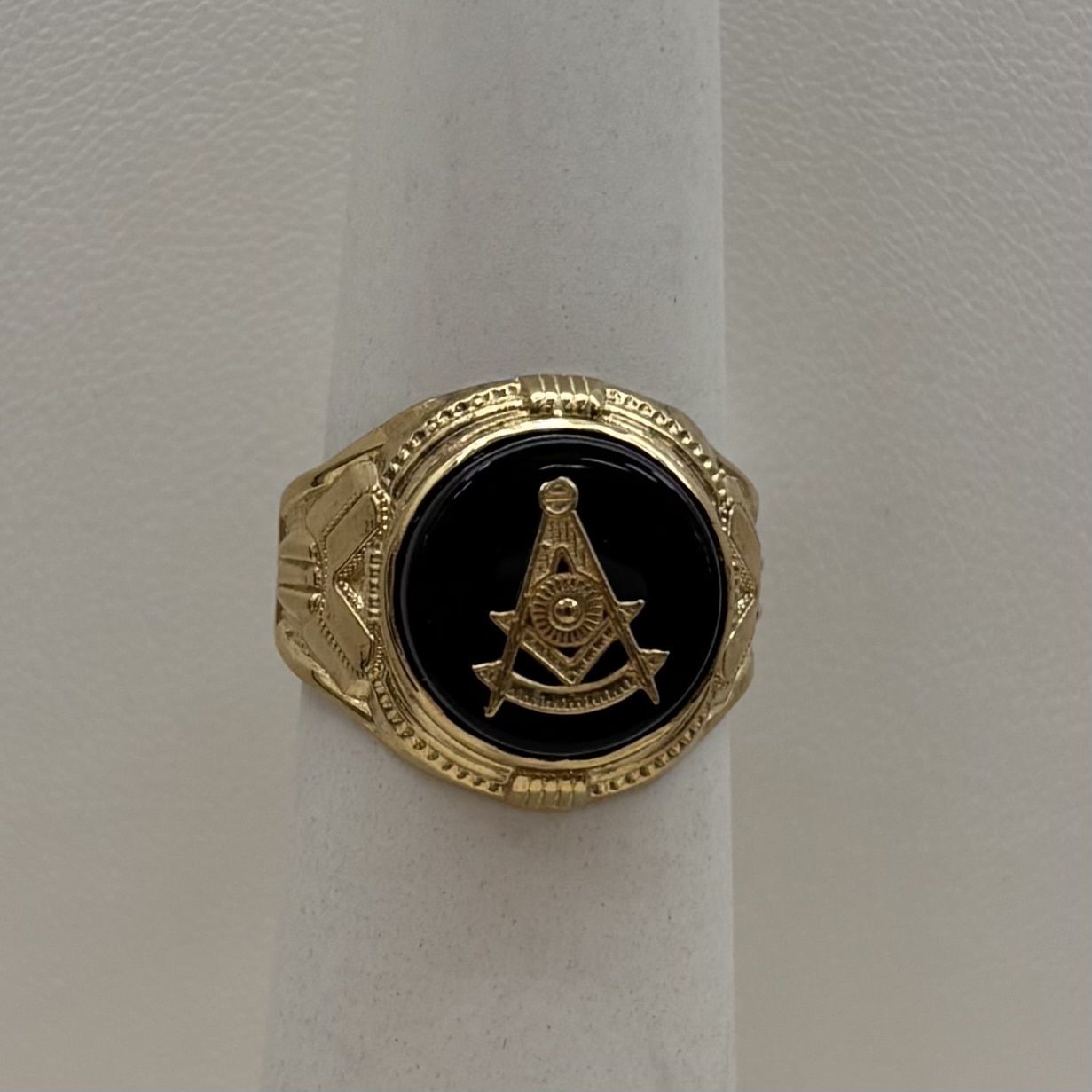 10KY Men's Mason Ring, Colour: Black