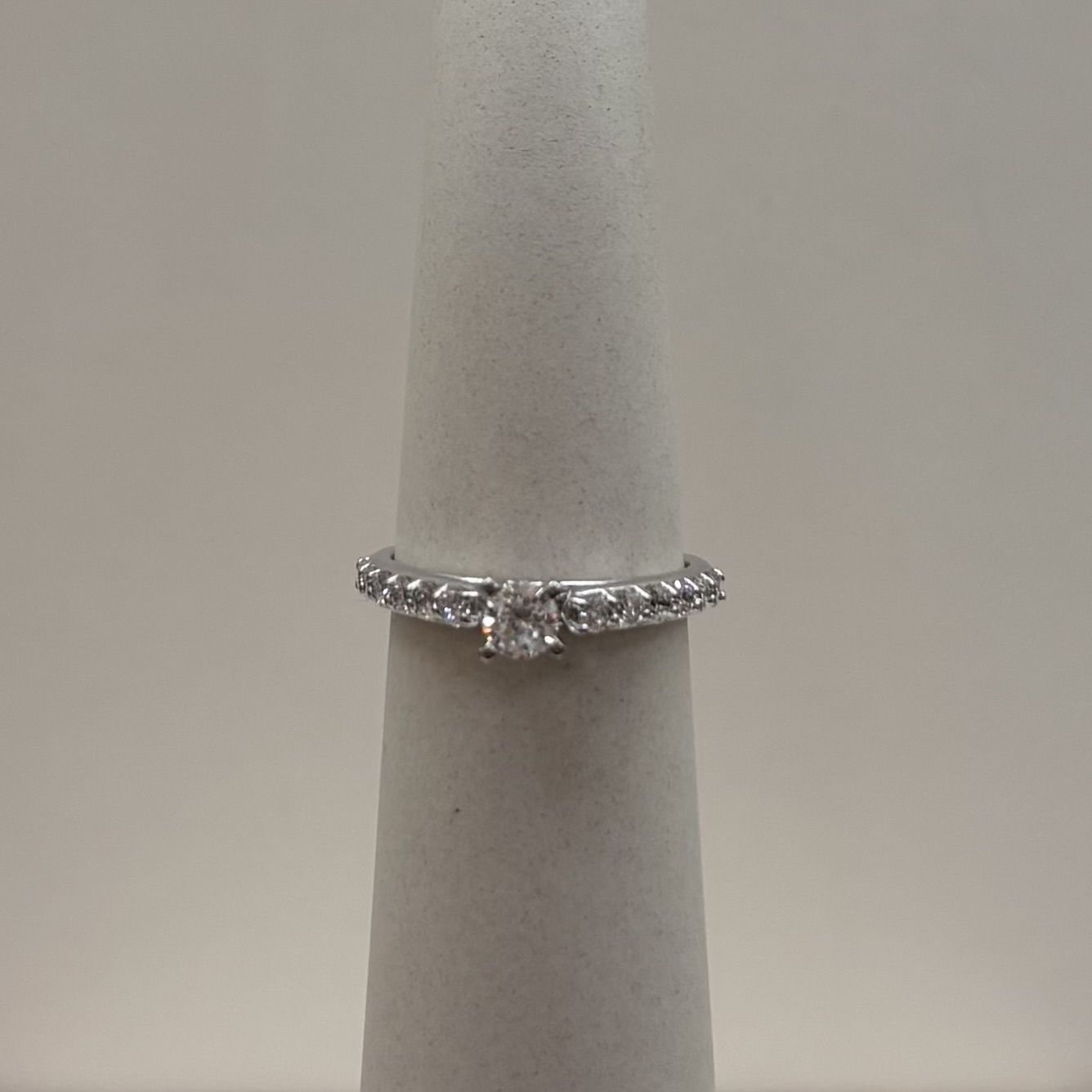 14KW "Amelia" 12-Stone Cathedral Diamond Ring