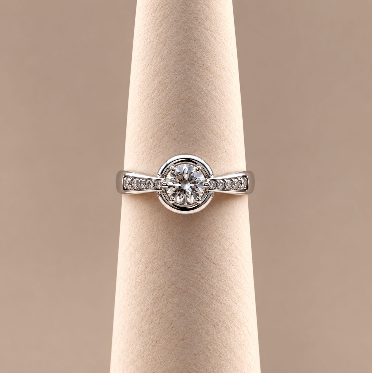 "Victoria" Round Solitaire Diamond with Lower Halo Ring