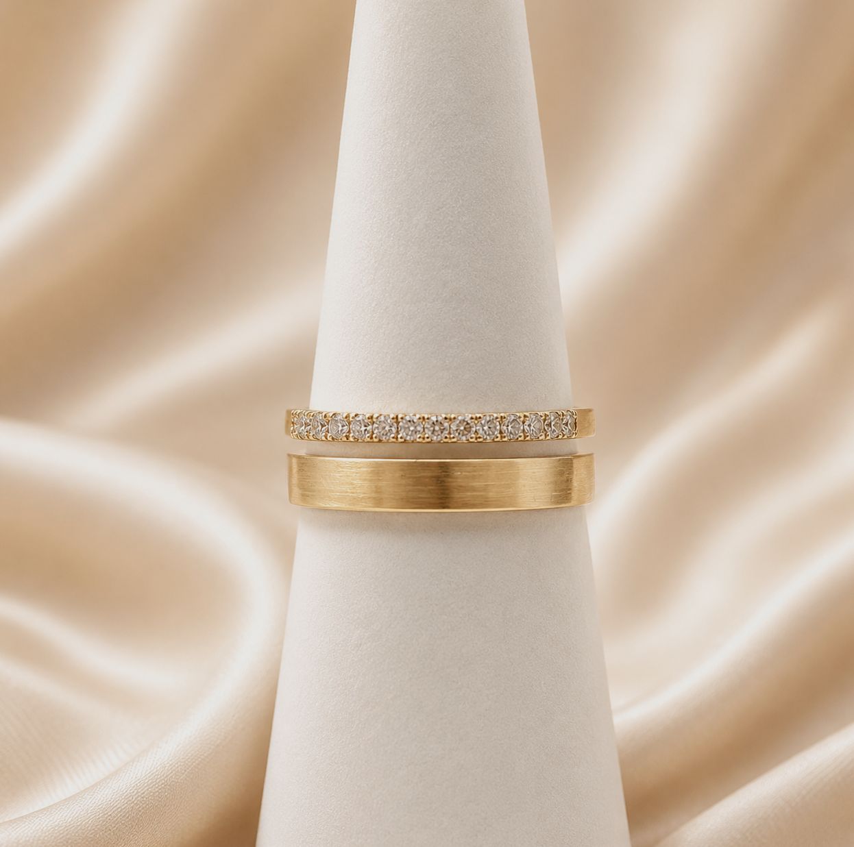 14KY Double Band Diamond Ring
