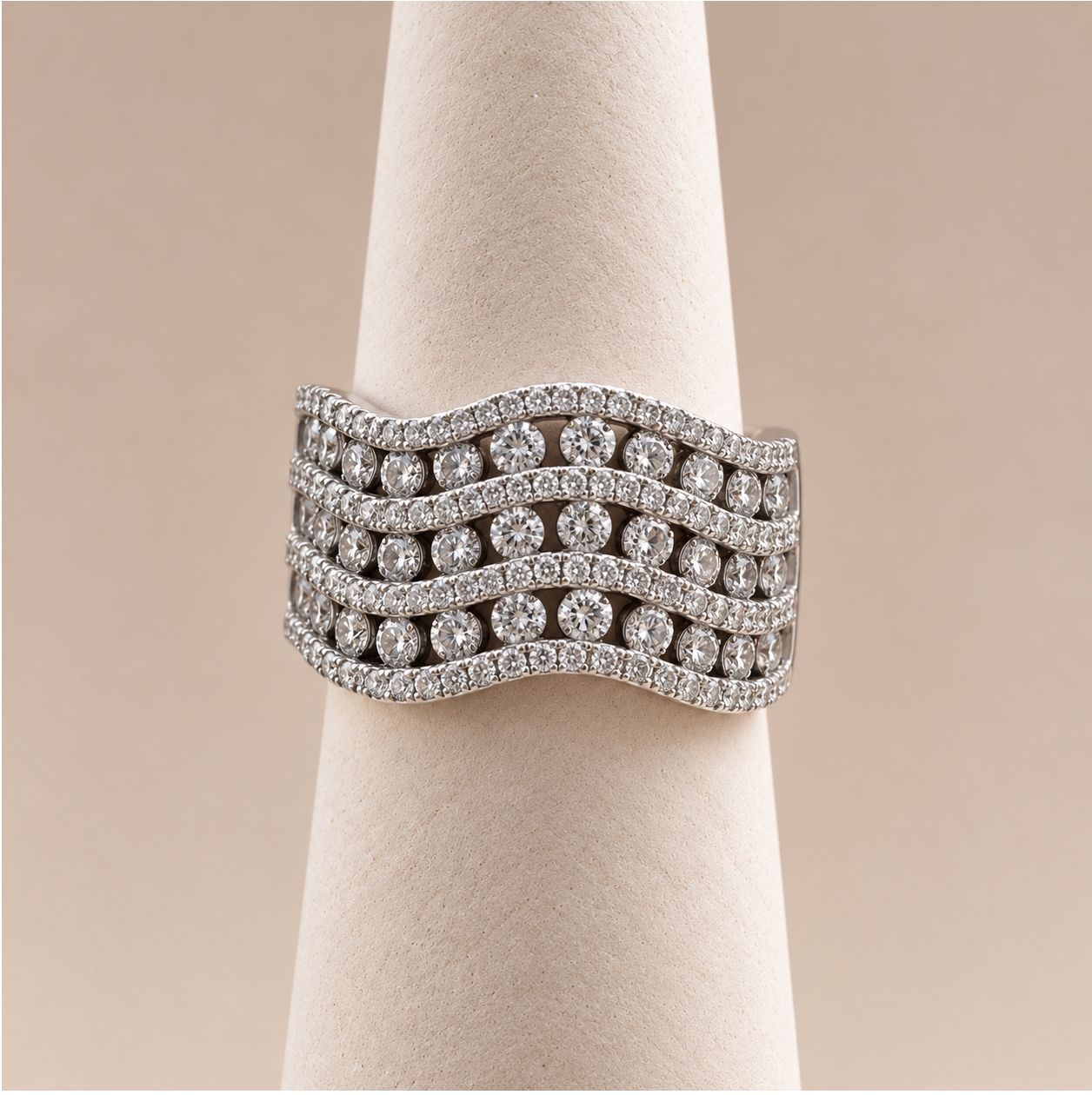 Layered Diamond "Wave" Ring (6.9g)