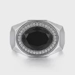 14K White Gold OX - Onyx Mens Ring