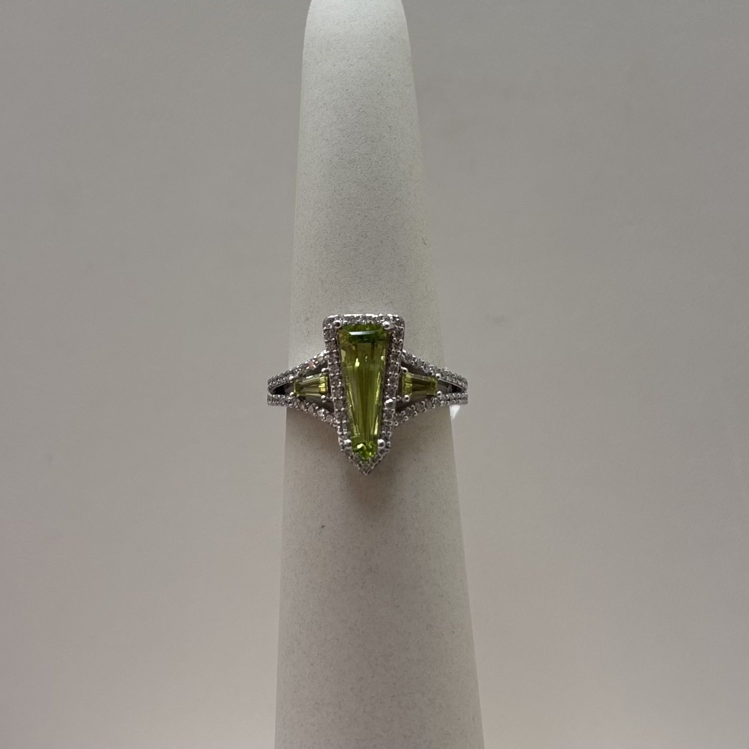14KW Green Peridot Diamond Ring Bassali