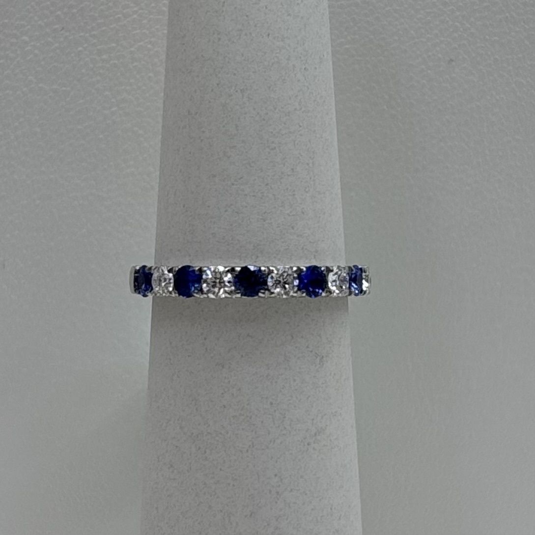 14KW Sapphire Round Alternating Band David Kord