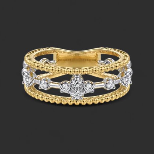 14K White Yellow Gold Diamond Stackable Ring-Bujukan