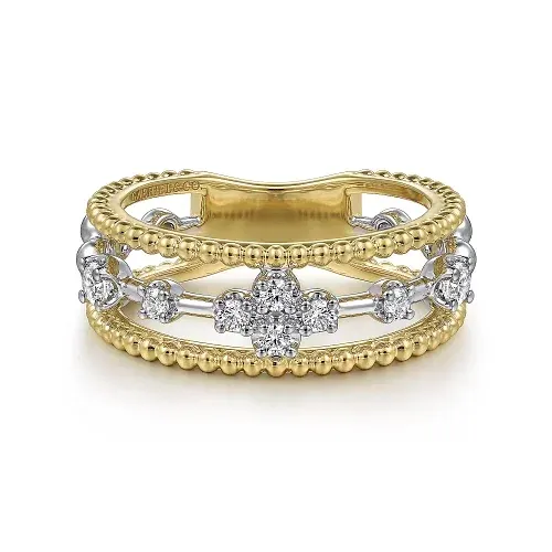 14K White Yellow Gold Diamond Stackable Ring-Bujukan