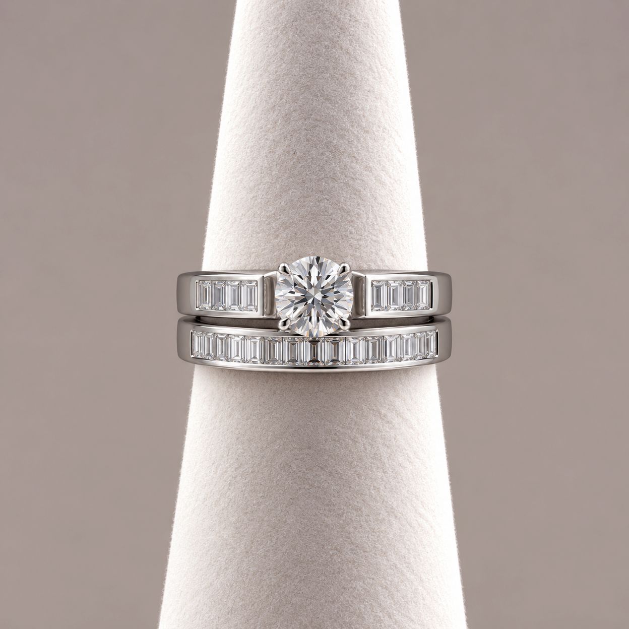 "Georgette" Modern Cathedral Diamond Bridal Set