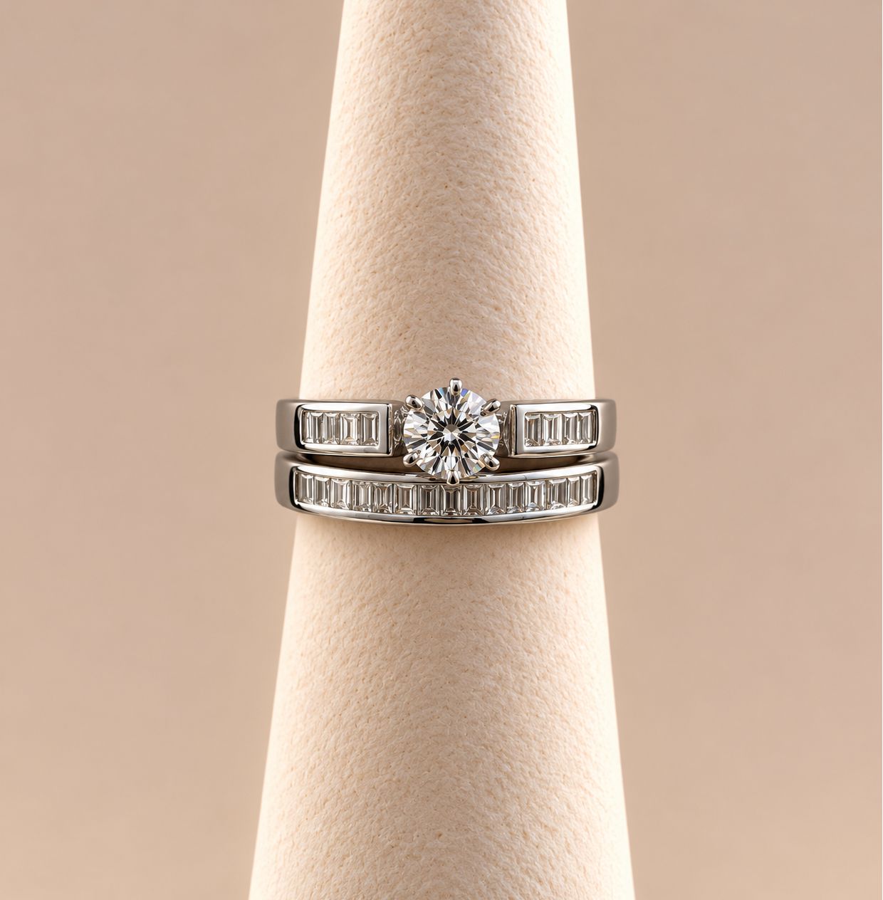 "Georgette" Modern Cathedral Diamond Bridal Set