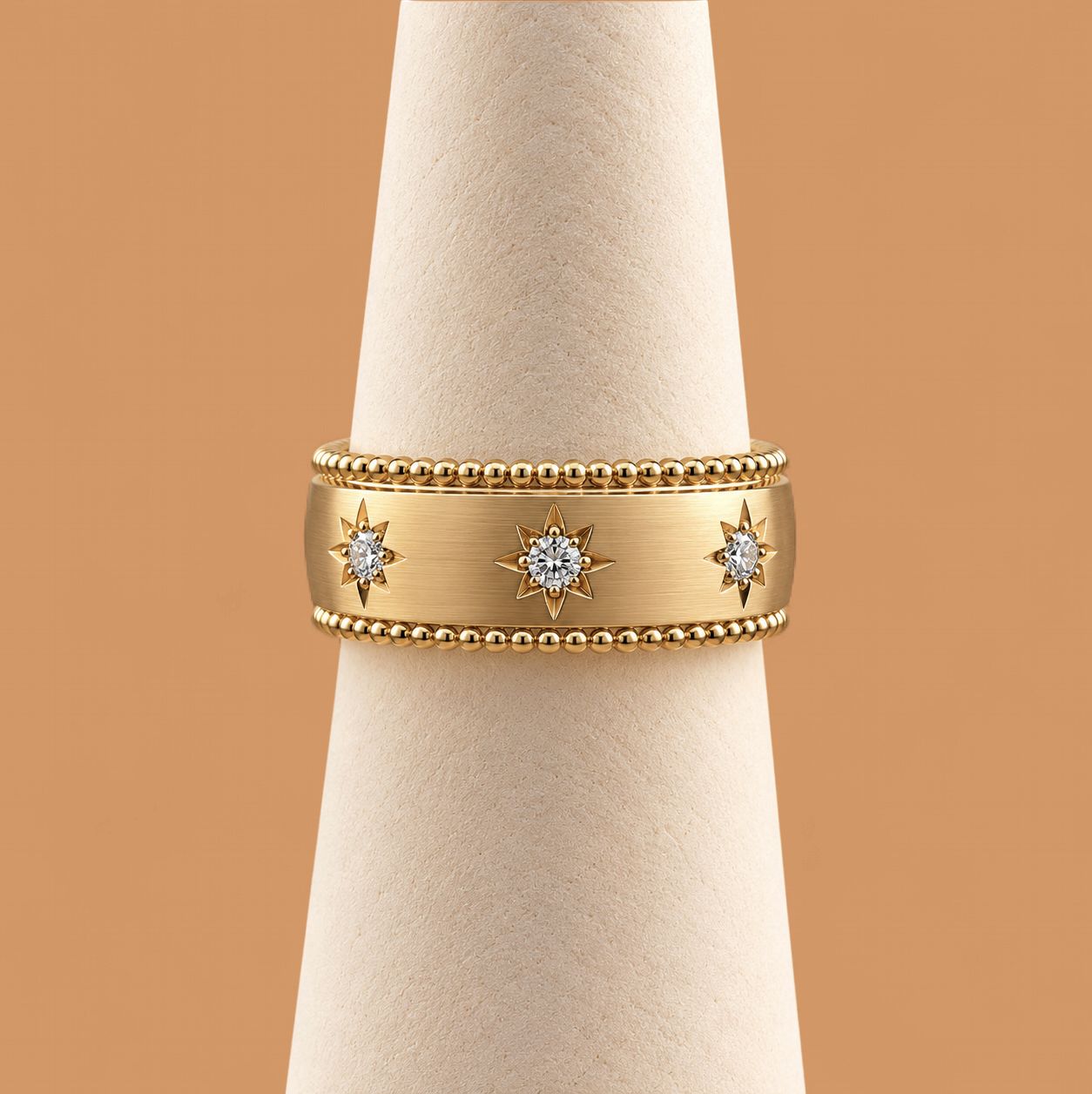 Wide Band Diamond Star Ring-Bujukan