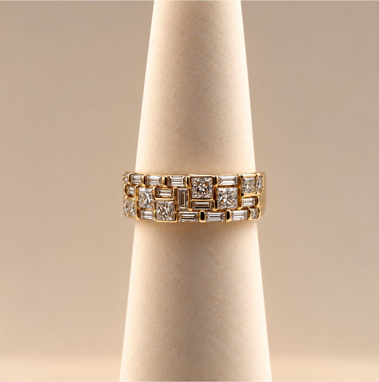Gold Multi-Cut Diamond Mosaic Band