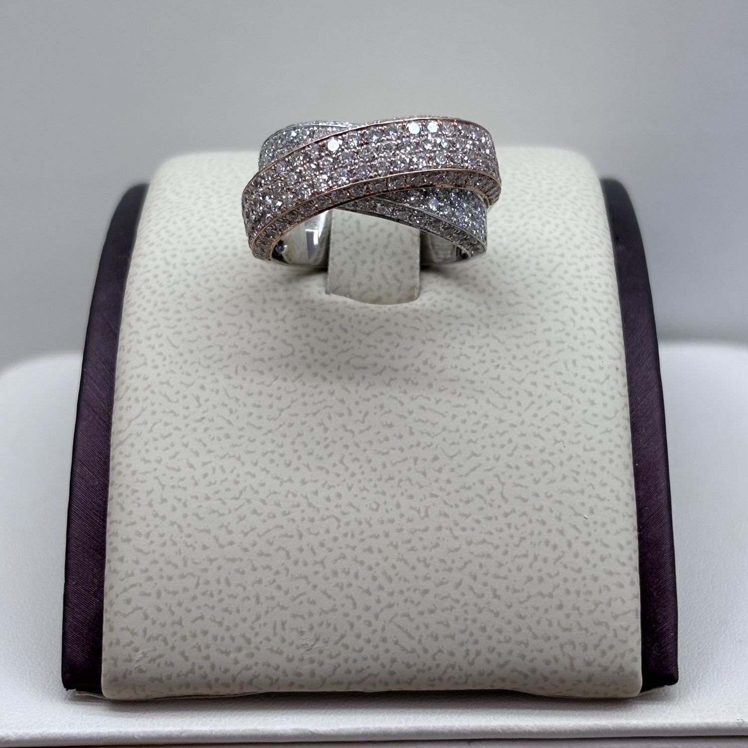 Rose &amp; White Gold Diamond Pave Ring