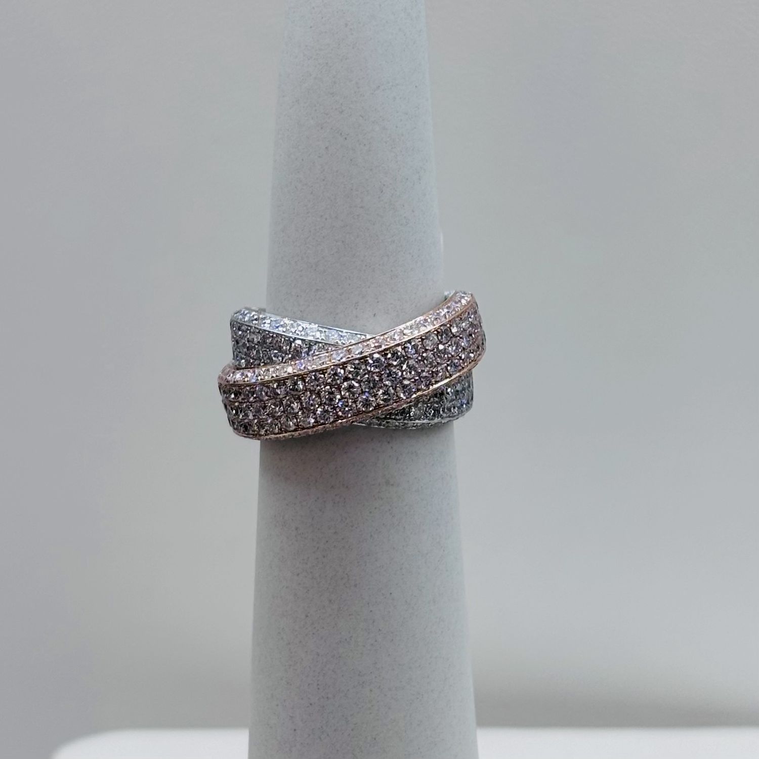 Rose &amp; White Gold Diamond Pave Ring