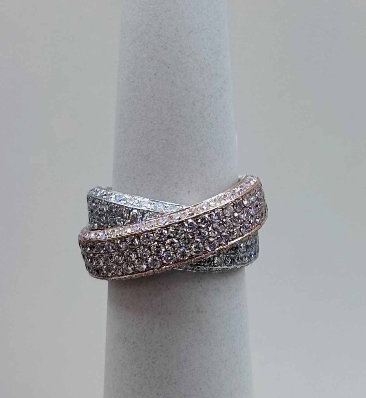Rose &amp; White Gold Diamond Pave Ring