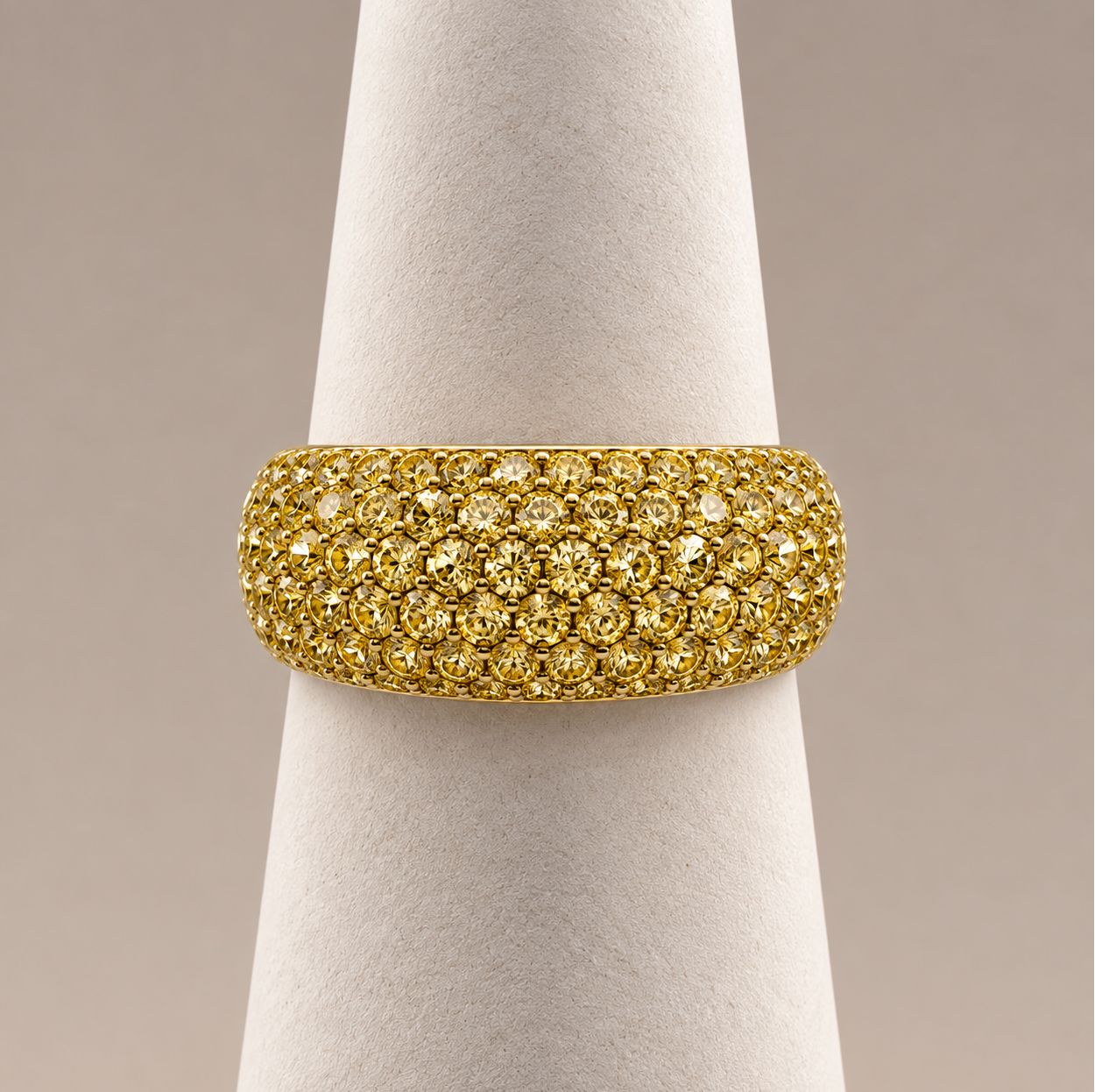 White Gold Yellow Pave Diamond Cocktail Ring