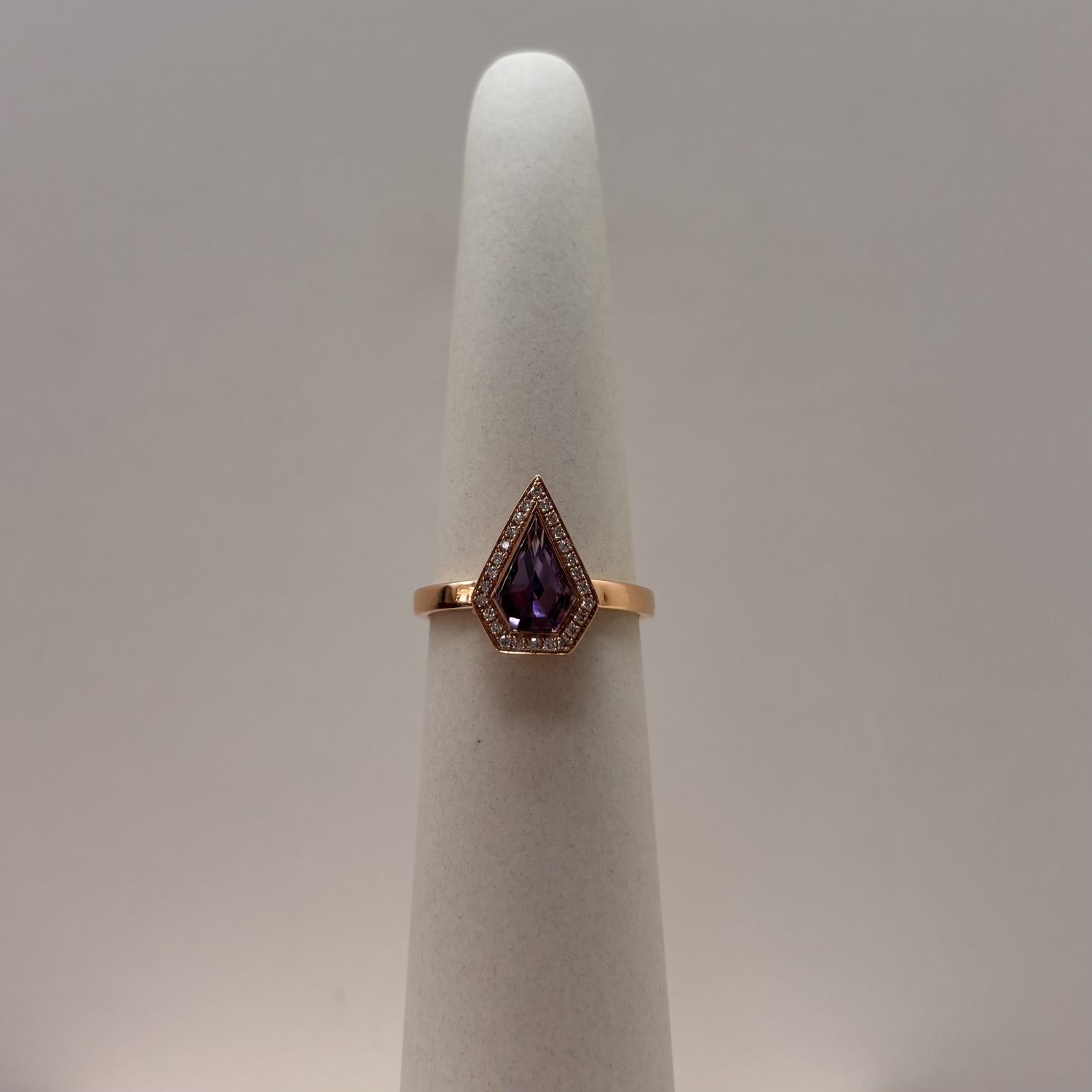 14K RG Diamond Shaped Amethyst Ring Bassali