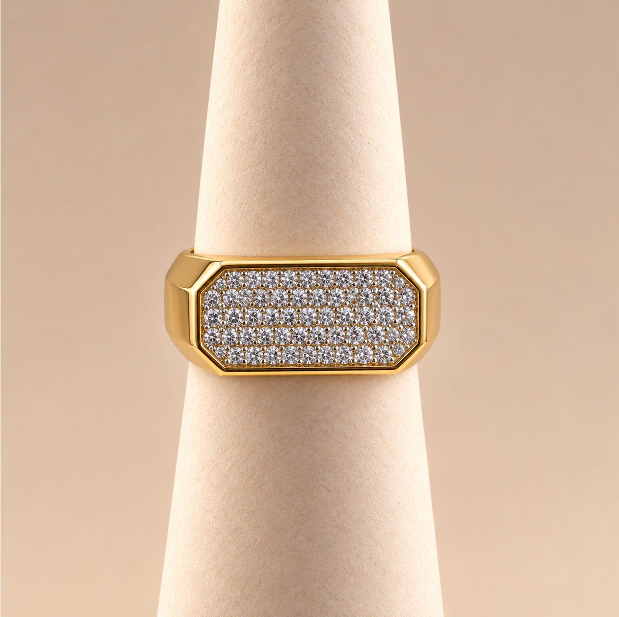 Men's Diamond Pave Ring in High Polish Finish