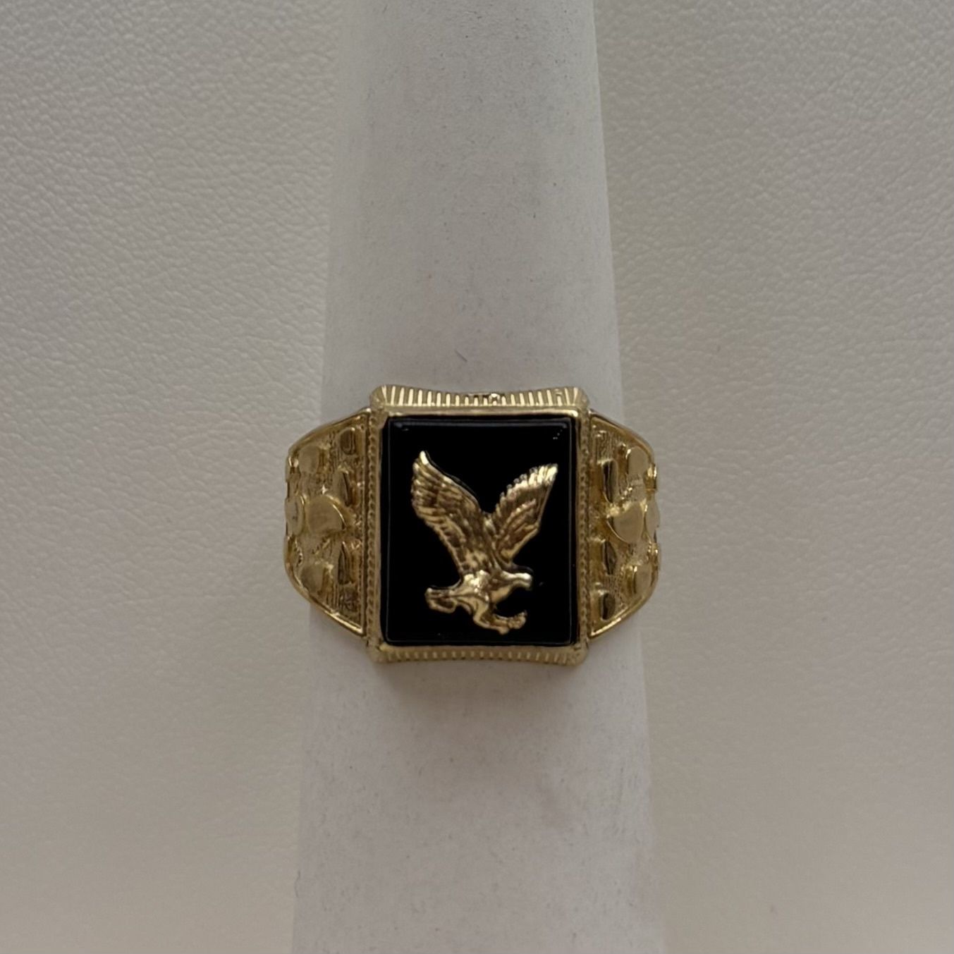 10k Men's Gold Onyx Eagle Ring (Size 11-Resizeable) (4.9g)