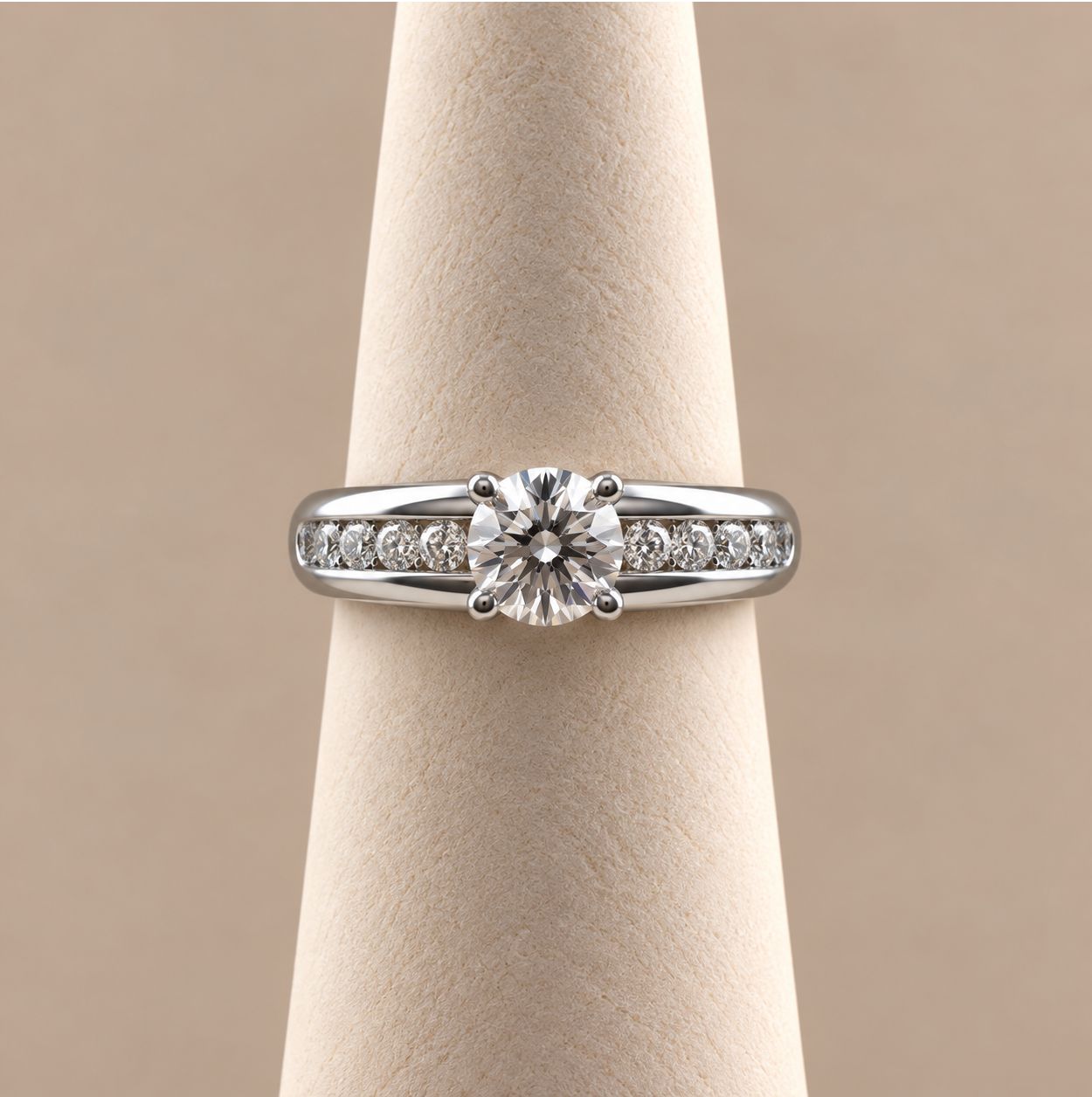 "Bonnie" Classic Four-Prong Channel Diamond Ring