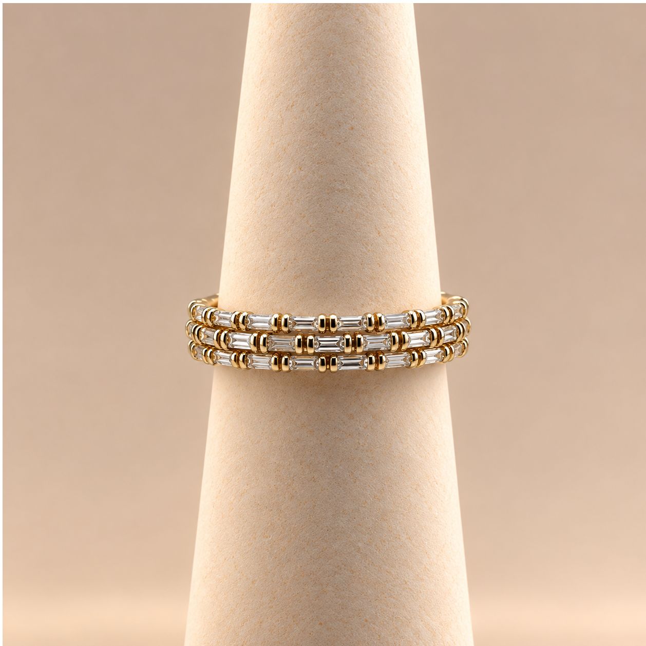 Horizontal Baguette Diamond Eternity Band in Yellow Gold