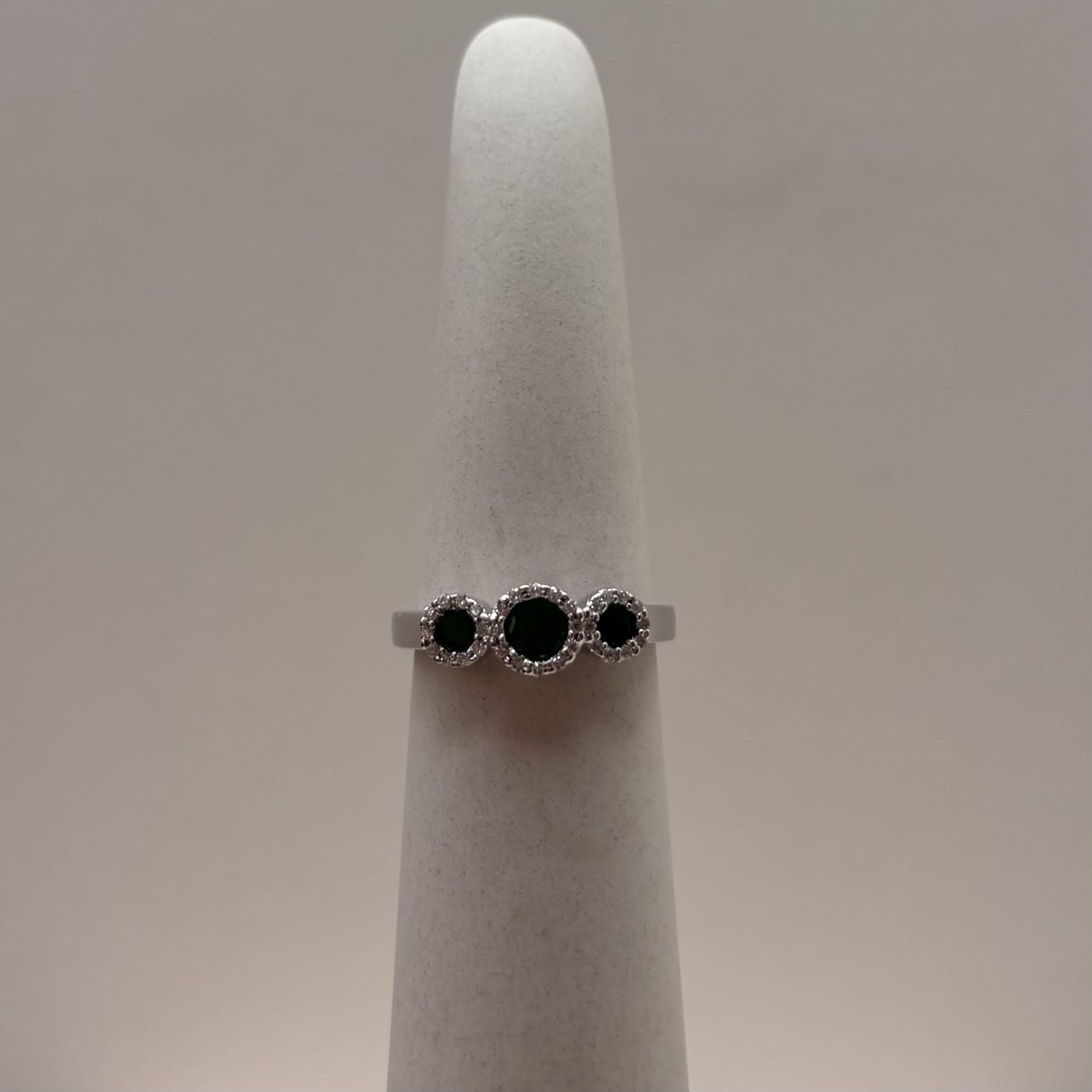 14KW PPF 3-Stone Emerald Diamond Ring