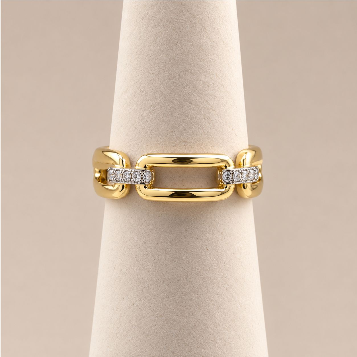 Gold Chain Accent Diamond Ring