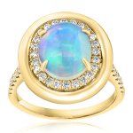 RING 18KY 11x9 Opal OVAL GOLD FRAME