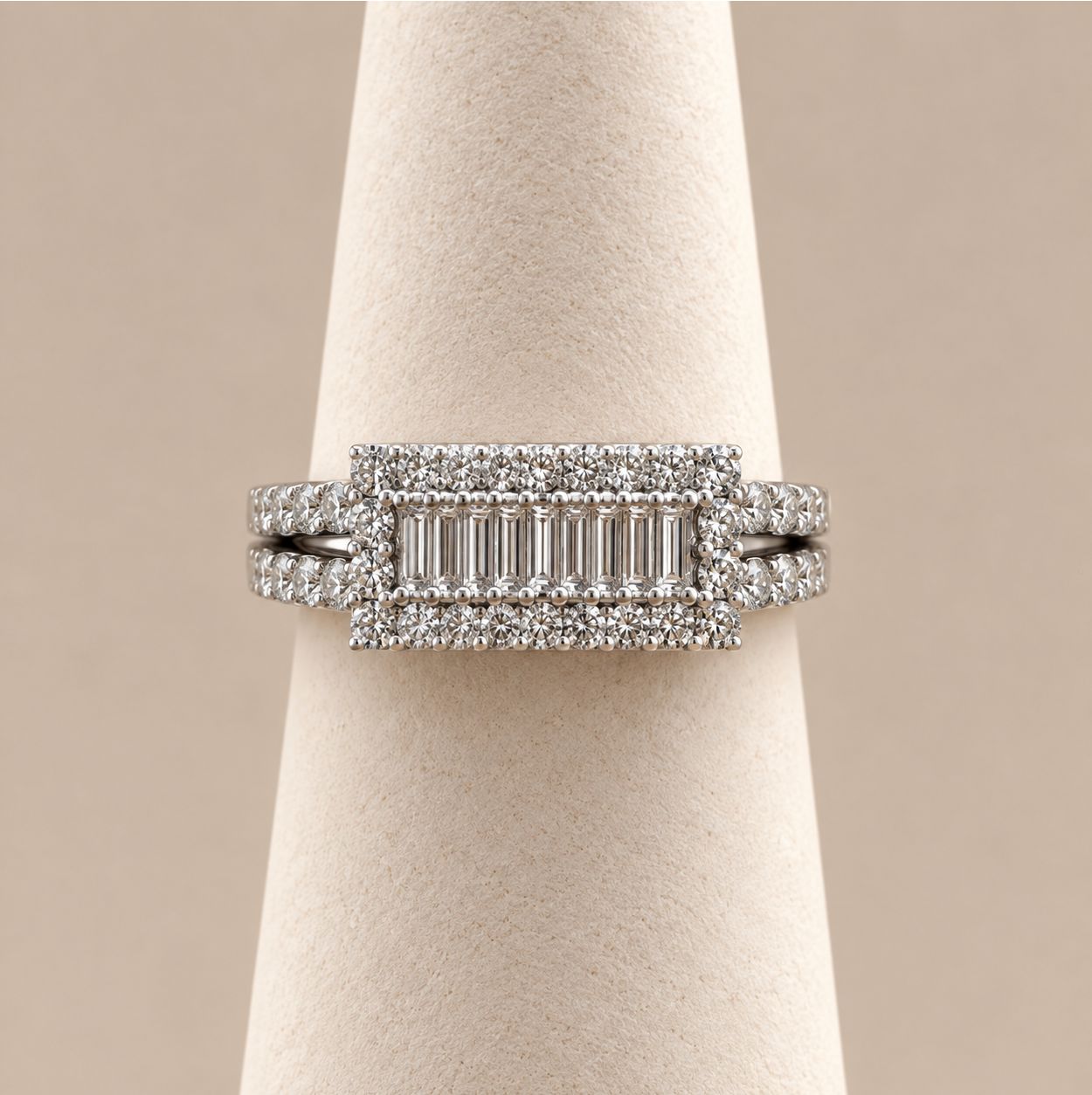 Rectangular Baguette Mosaic Halo Ring (5.3g)