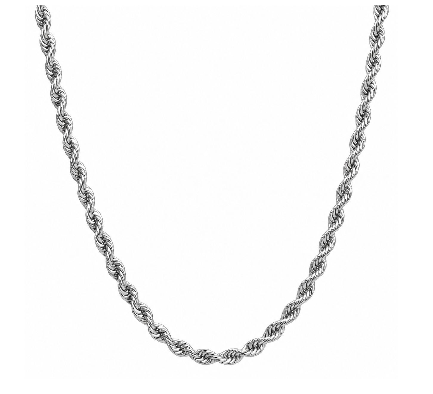 White Gold 1.9mm Rope Chain (1.6g-1.7g), Size: 18in