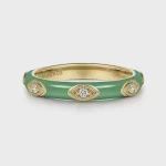 14KW Gold Split Stackable Rings (5 colors/styles), Colour: Green
