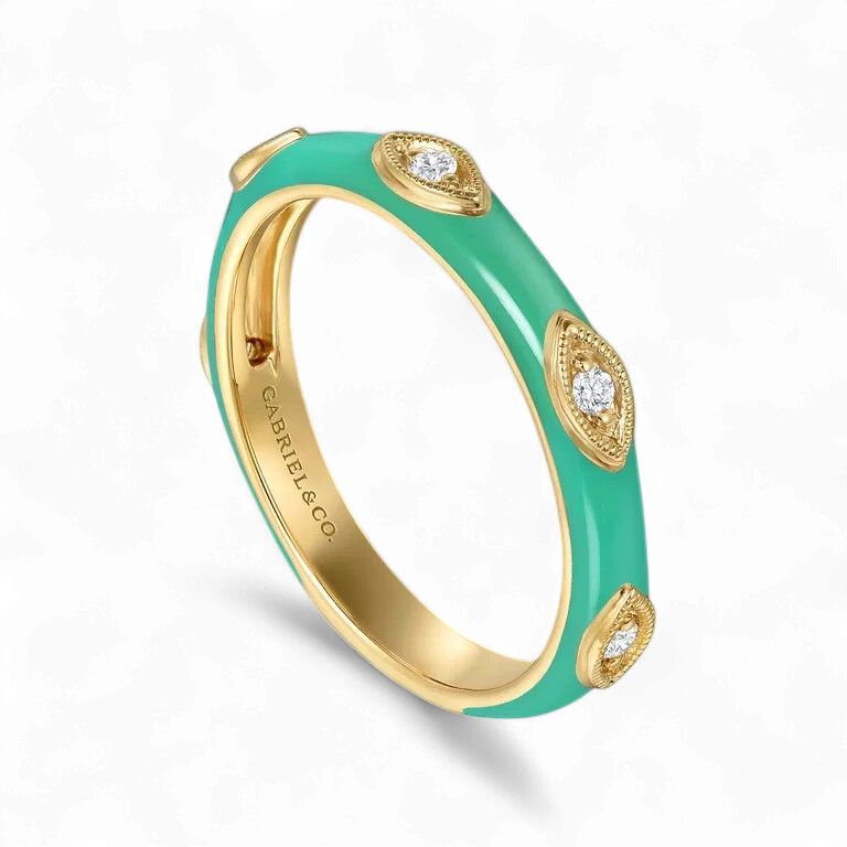 Gold Split Stackable Rings (5 colors/styles), Colour: Green