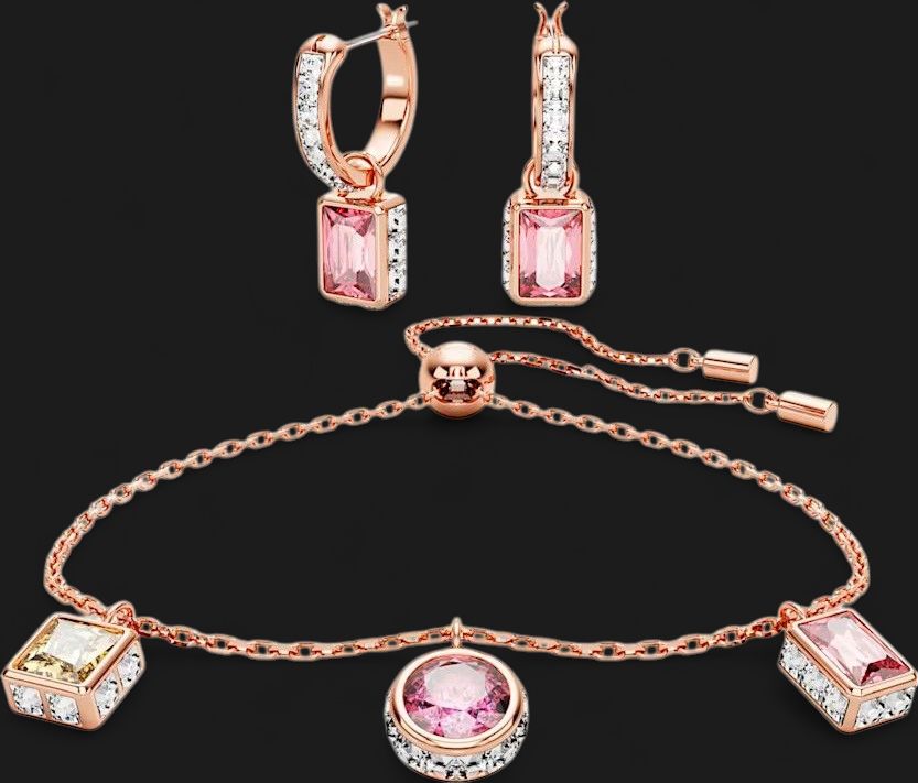Stilla Earrings &amp; Bracelet Set, Mixed cuts, Multicolored Rose Gold- 5662923