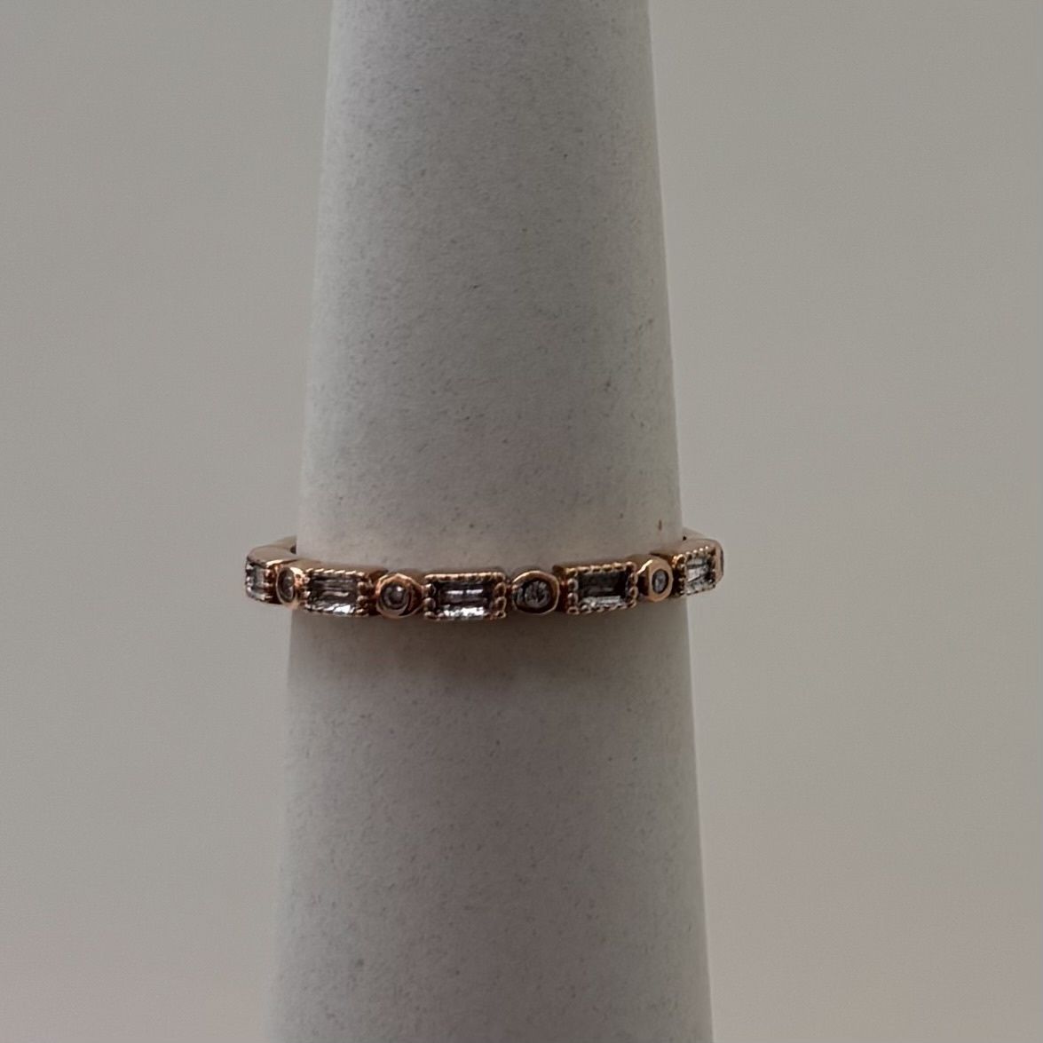 14KRG Mixed Stone/Swirl Diamond Wedding Band, Material: Mixed