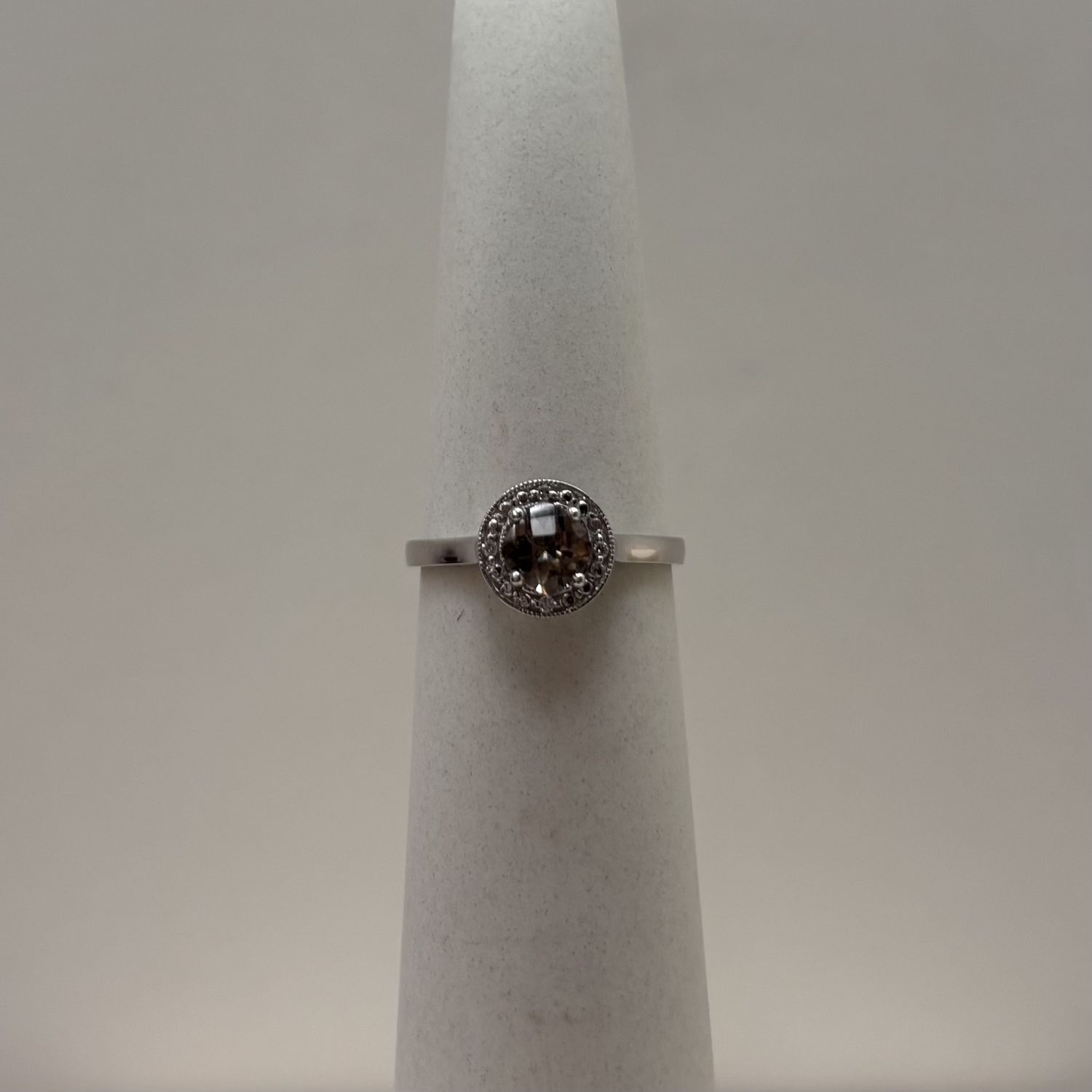 10KW Smoky Quartz/Halo Chocolate Diamond Ring