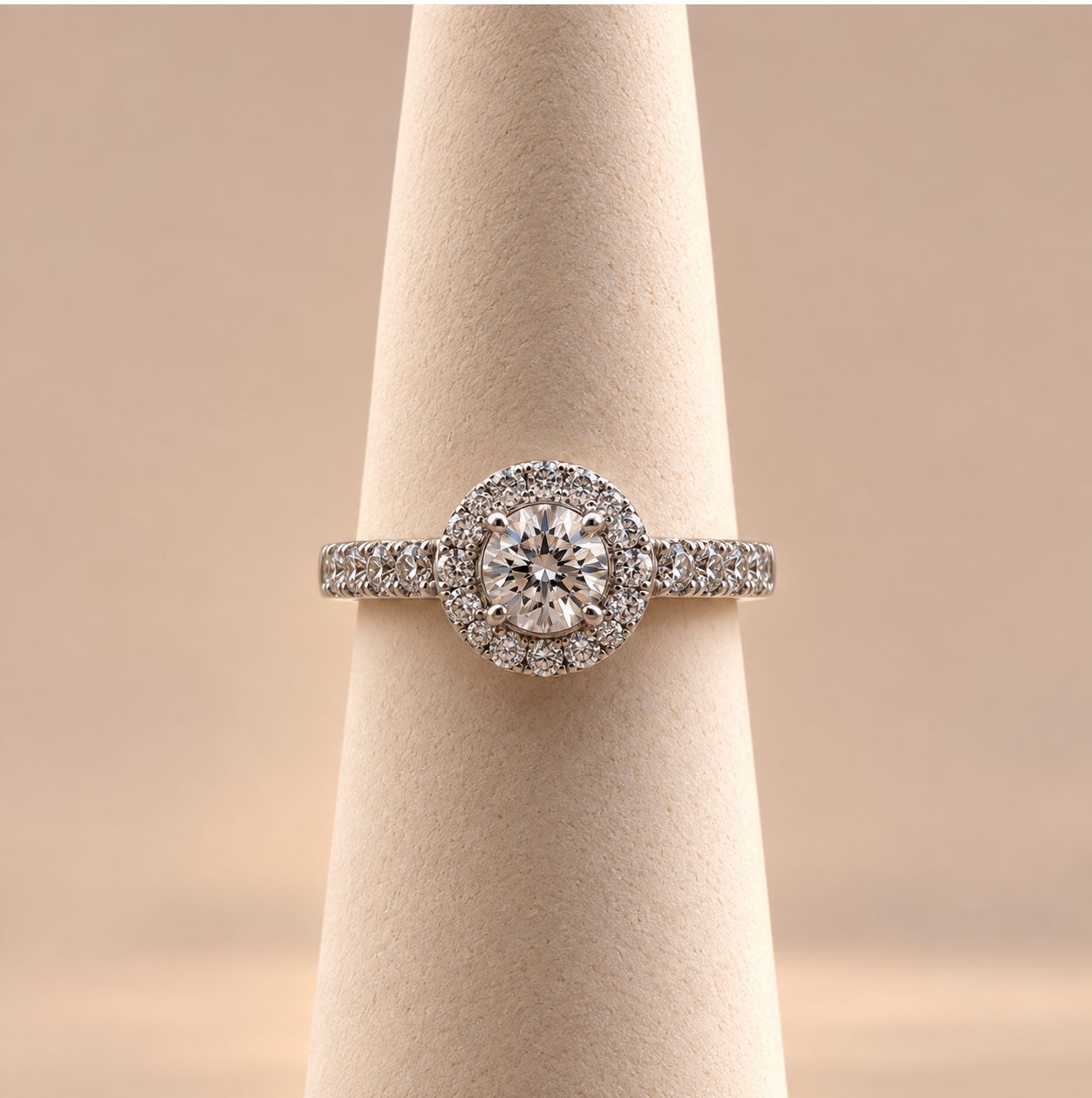 "Jane" Traditional Round Flush Halo Diamond Ring