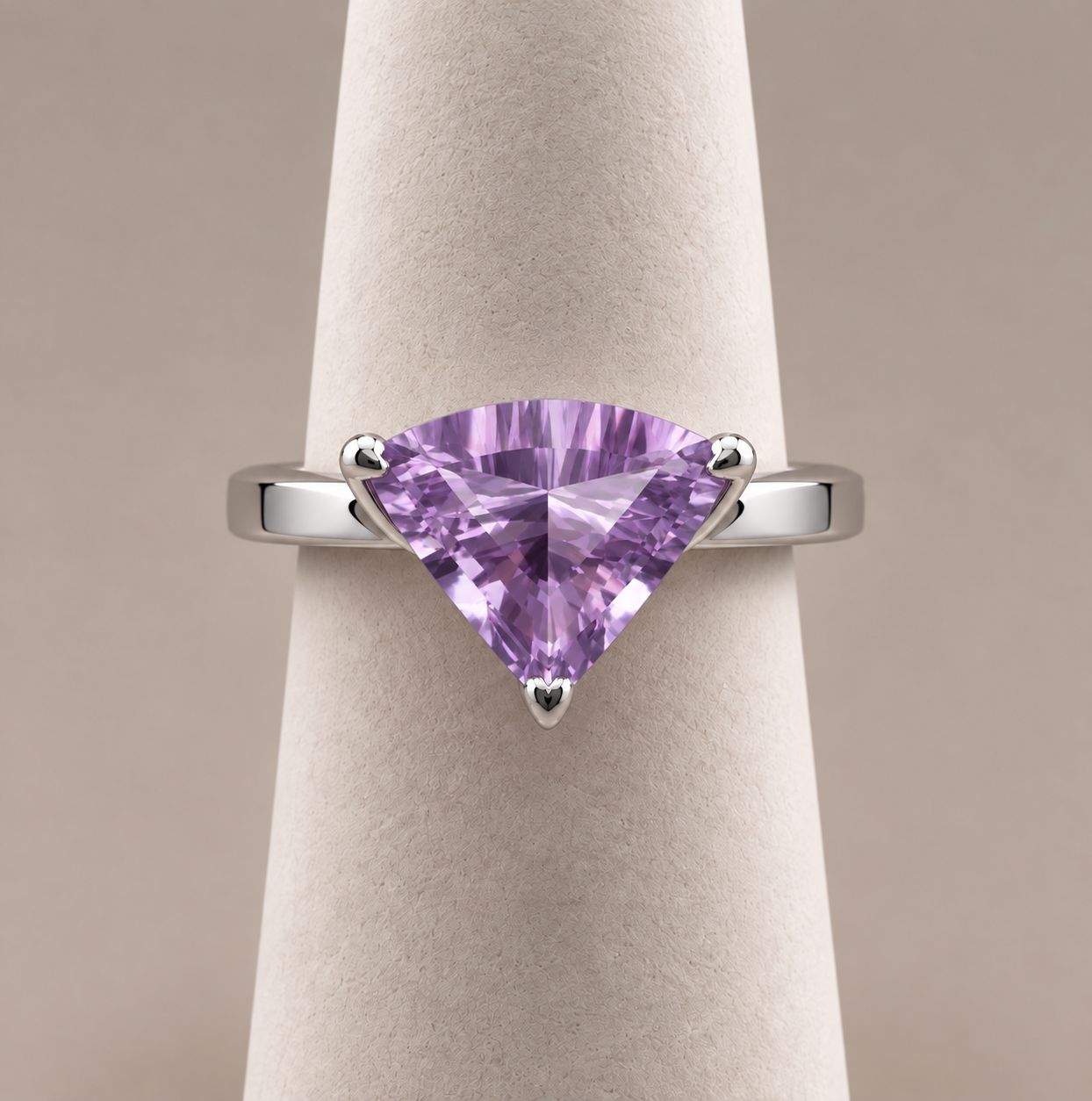 Large Amethyst Trillion Solitaire Ring (3.5g)