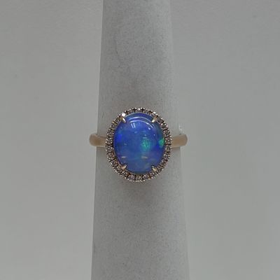18KR Opal Oval Ring w/ Diamonds David Kord