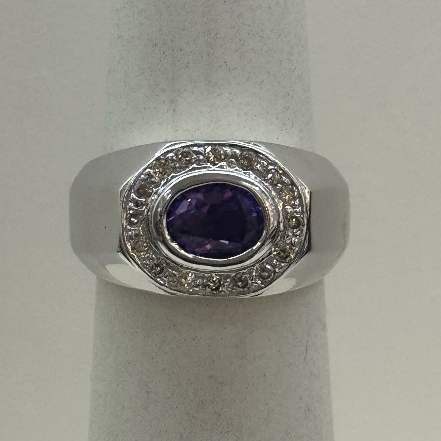 14KW Amethyst Diamond Champ Ring