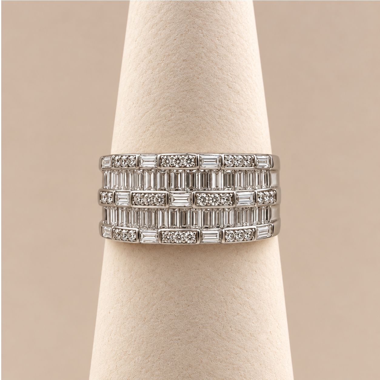 Mixed-Cut Diamond Mosaic Wide Ring  (7.7g)