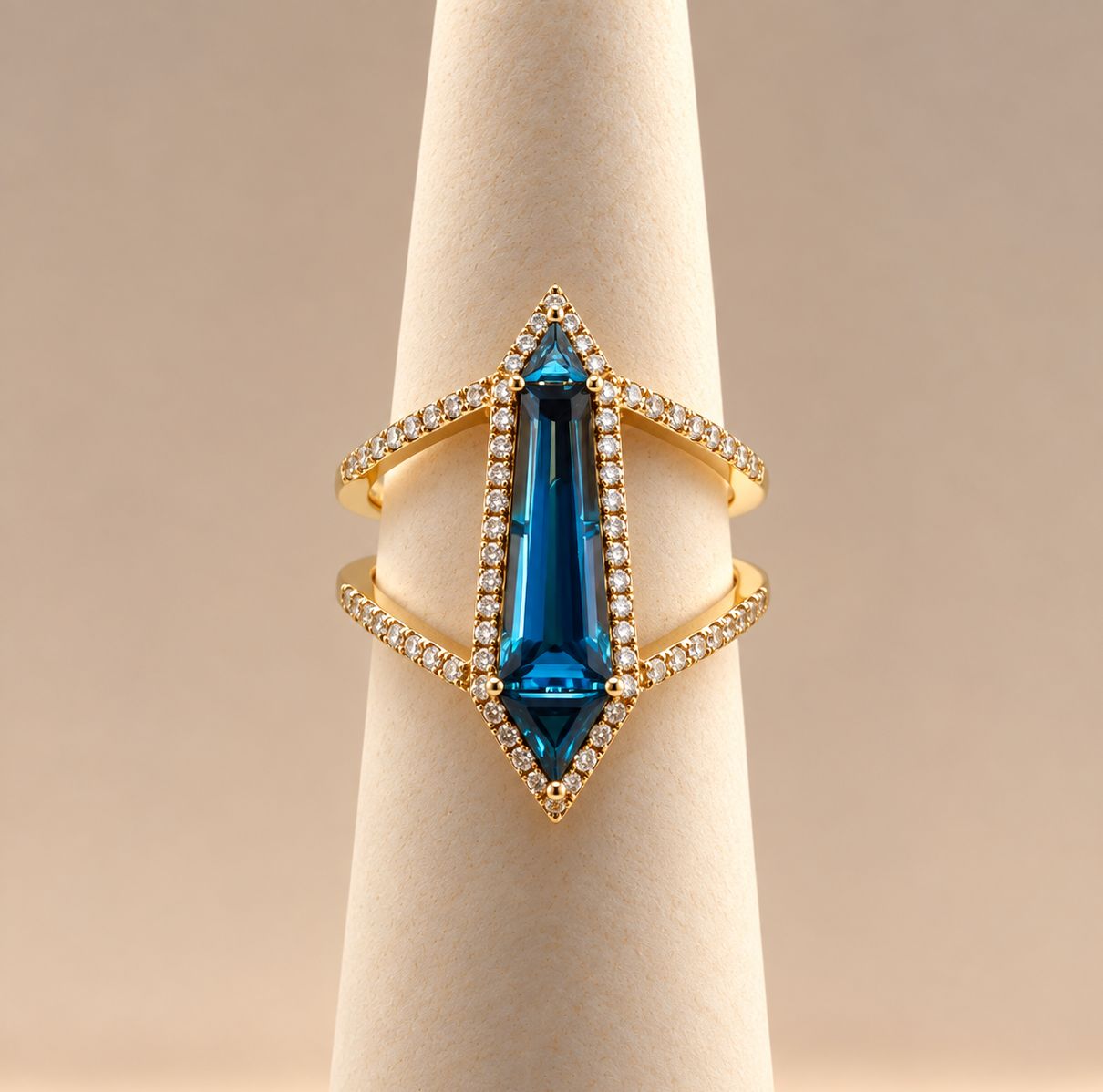 Turquoise and Gold Marquee Diamond Ring