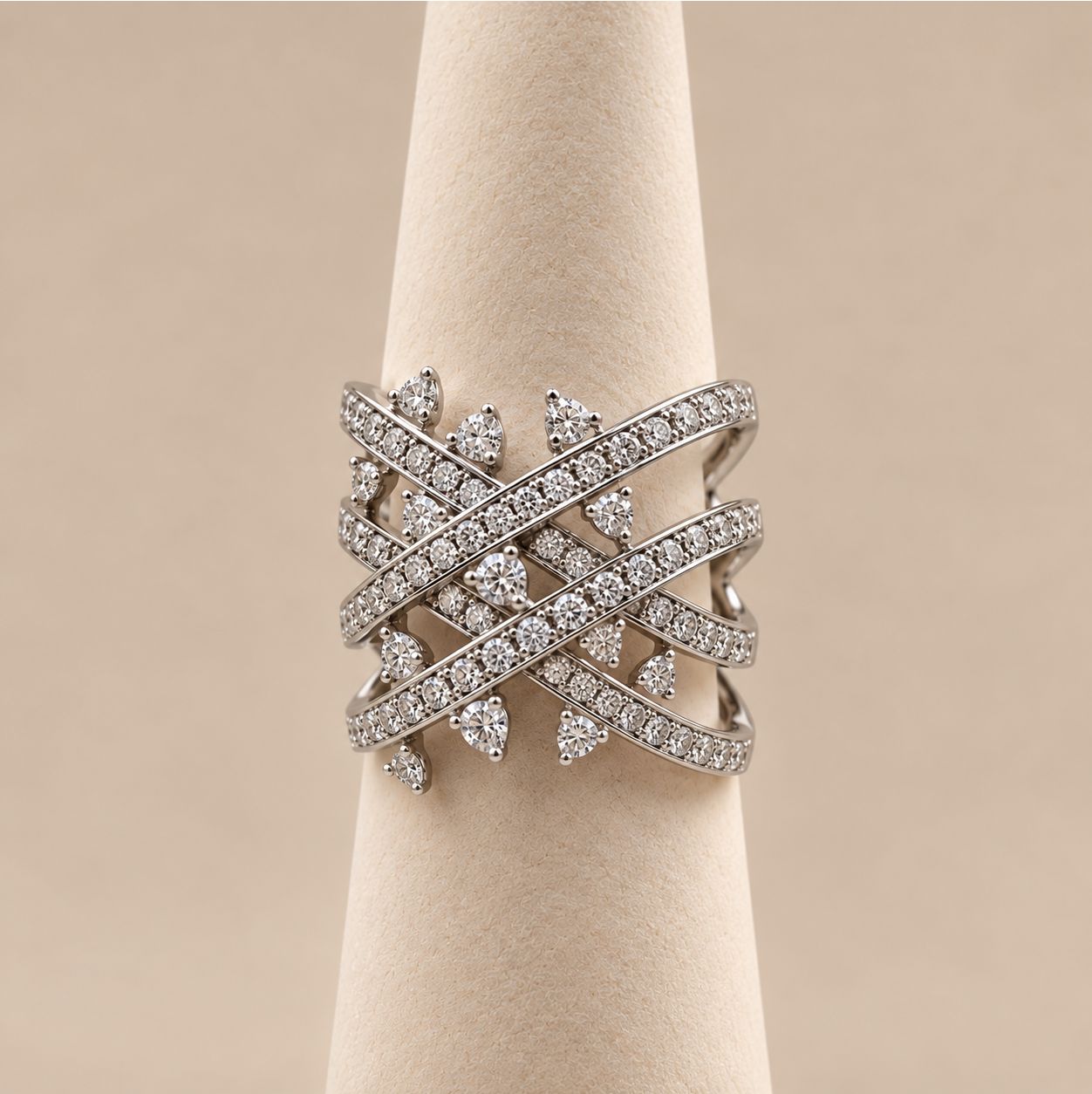 Entwined Constellation Diamond Criss-Cross Ring (9.2g)