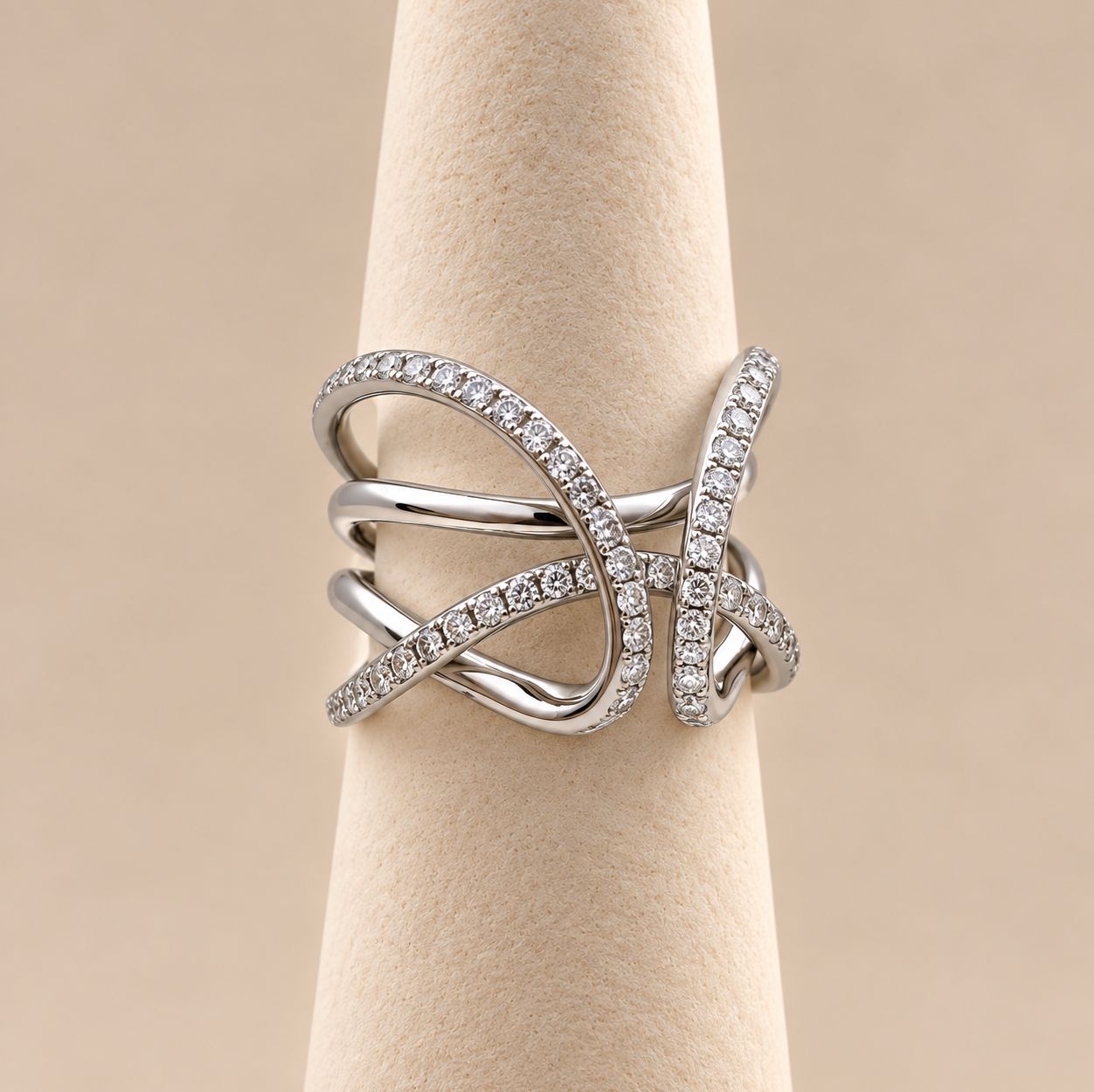 Abstract Diamond Ribbon Cage Ring (7.0g)