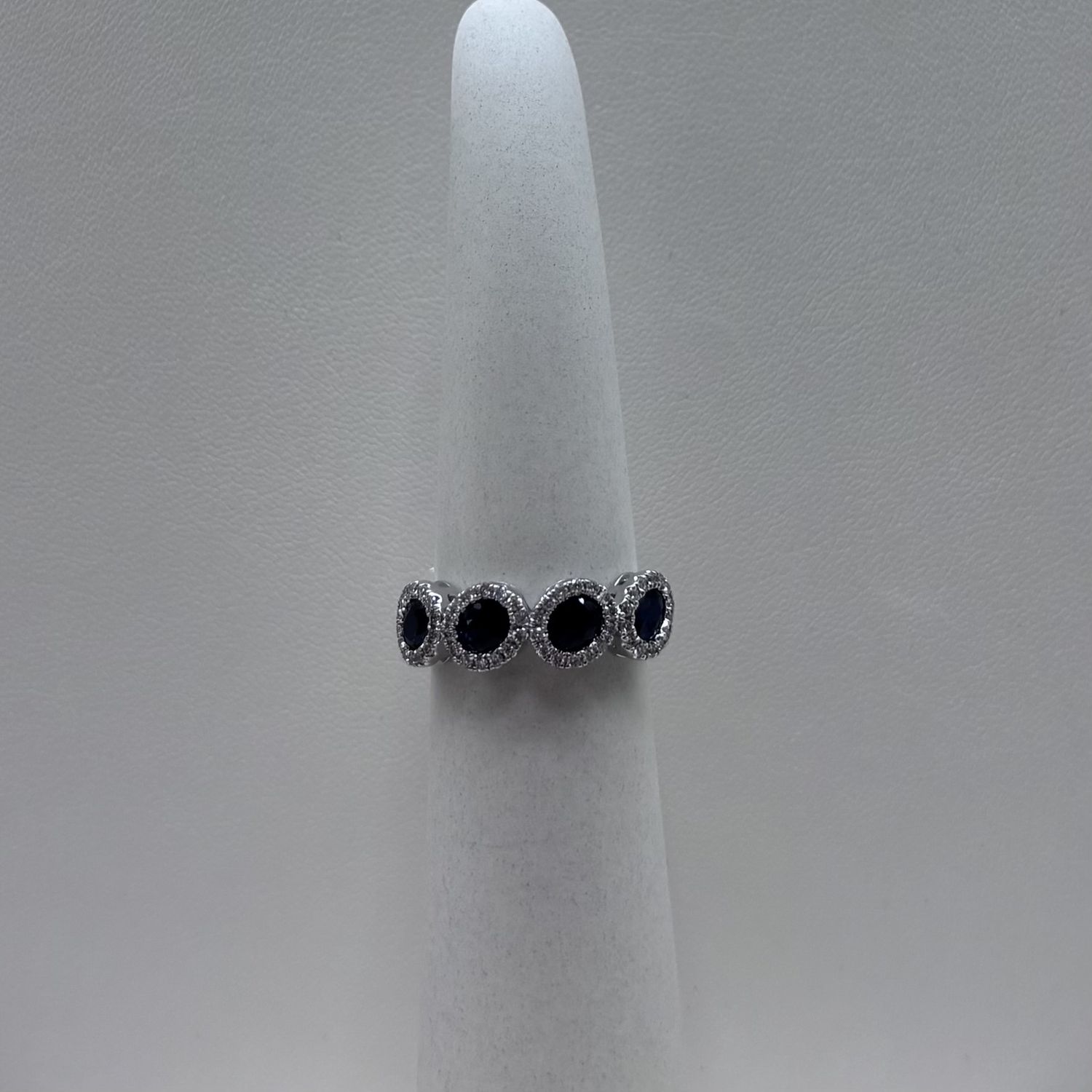 14KTW 4 Sapphire &amp; Round Diamond Ring Heera Moti