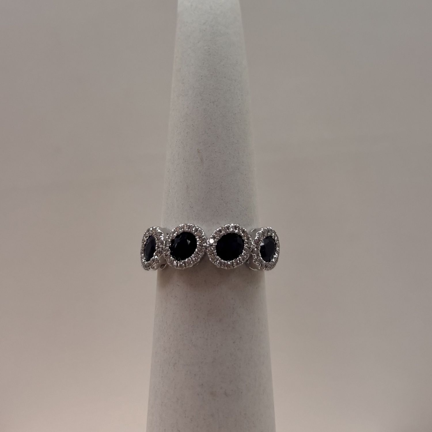 14KW 4Sapphire &amp; Round Diamond Ring