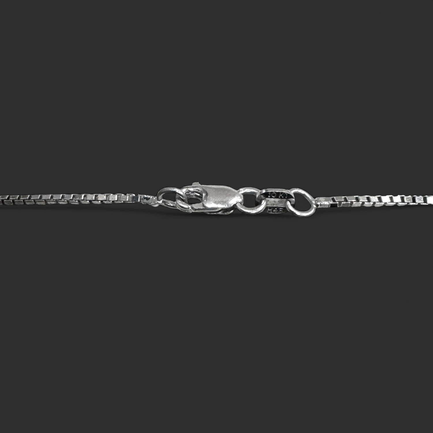 10k White Gold Box Chain (5.2g) (20in/22in) (Lobster/Spring Claw), Material: Lobster Claw Clasp, Size: 20 Inch